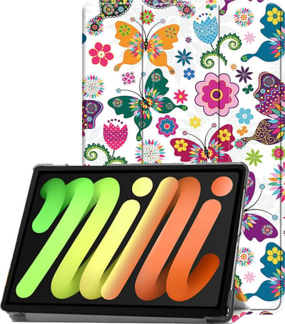 Hoesje - Geschikt voor Apple iPad Mini 7 (2024) - 8.3 inch - 7e Generatie - Dun & Stevig - Trifold Bookcase - Hard Cover - Hardcover Book Case - Tablet Hoes - Vlinders
