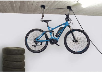 Fietslift - Fietsophangsysteem - Ruimtebesparend Opbergen - Rubber Bevestigingshaken - Tot 57 kg - Grijs