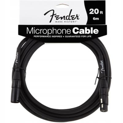 Fender Microfoonkabel 20' BK - Handsoldeerd, Duurzaam