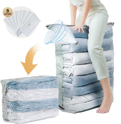 Jumbo Vacuumzakken voor Kleding en Dekbedden - Extra Groot, Set van 8, Ideaal voor Opslag en Organisatie (80 x 100 x 38 cm)