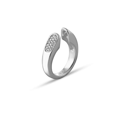 Quiges - 925 Zilver Eligo Ring met Zirkonia voor verwisselbaar 8 mm Bolletje - Maat 20 - NER02220