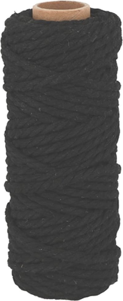 Zwart katoenen koord 25 m x 6 mm - Artemio
