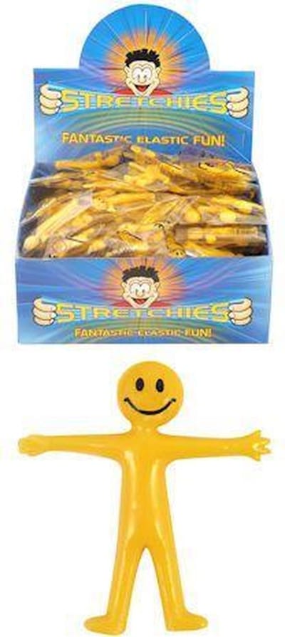 144 Stuks | Uittrekbare Strech Smiley Poppetjes in Display (Uitdeelcadeautjes)