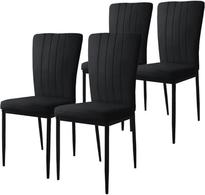 DailySupplies® Eetkamerstoelen Set van 4 - Eetkamerset - Extra Comfortabel - Zwart