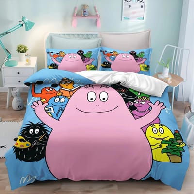 Nieuwe 3D Print Cartoon L-Les & B-Barbapapa Beddengoedset Dubbel Eenpersoons Kingsize Dekbedovertrek Dekbed Kussensloop Jongens Meisjes Volwassenen Slaapkamer EU King 240x220cm