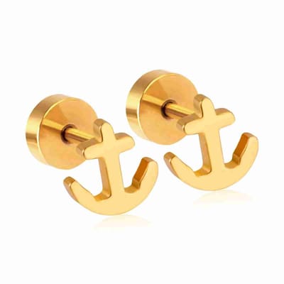 WeLoveSilver - Goudkleurige oorstekers - Anker - Chirurgisch staal