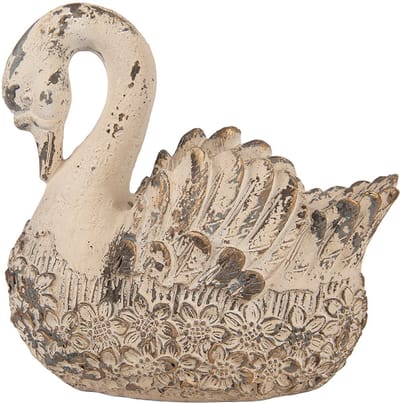 Clayre & Eef Decoratie Beeld Zwaan 18x11x17 cm Beige Keramisch materiaal