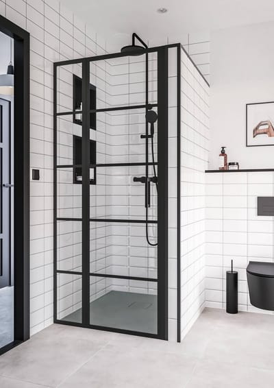 Saqu Miralo Douchedeur Voor Nis - 120x200 cm - Antikalk - Mat Zwart - Veiligheidsglas