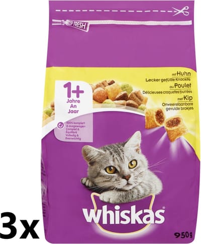 Whiskas - Katten Droogvoer - Adult - Kip - 3x800g