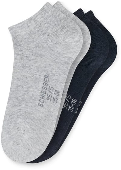 Schiesser dames 95/5 2P sneakersokken blauw & grijs