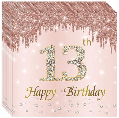Dailygoods- Servetten 20 Stuks - Papieren Servetten - Verjaardagsservetten - Roze Goud - 2-laags - 33 x 33 cm - Perfect voor Feestjes - Feestservetten