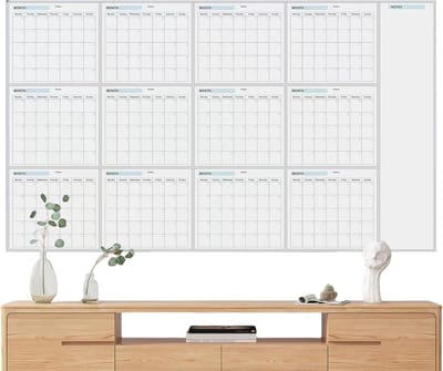 Jaarkalender Whiteboard - Groot Planbord - Planning Maken - Herbruikbaar Schrijfoppervlak - 150x85 cm - Wit
