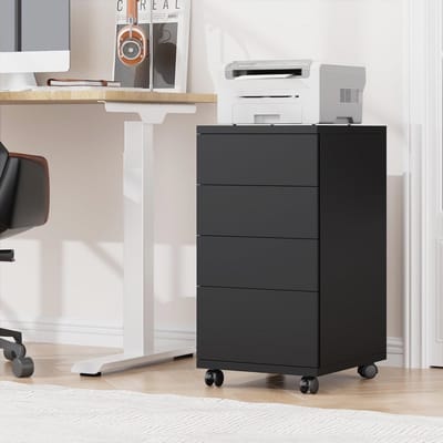 Rolcontainer met Laden - Archiefkast Bureau - Bureau Organisatie - Stabiel en Soepel - 39x33x635cm - Zwart
