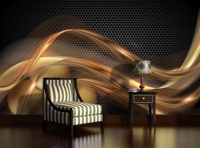 Golden Swirl Abstrakt Photo Wallcovering