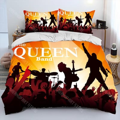 Freddie Mercury Queen-Rockband Dekbedovertrek Beddengoedset, Dekbedovertrek Bedset Quiltovertrek Kussensloop, King Queen Size Beddengoedset AU Double 180x210cm