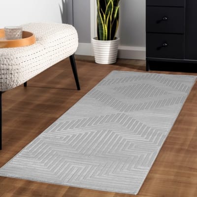 Binnenkleed met strepen, zilverkleurig, voor de woonkamer, modern design, antislip 120x170 cm