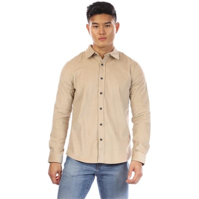Peter Werth Heren Overhemd in Corduroy met lange mouwen (Zandbruin)