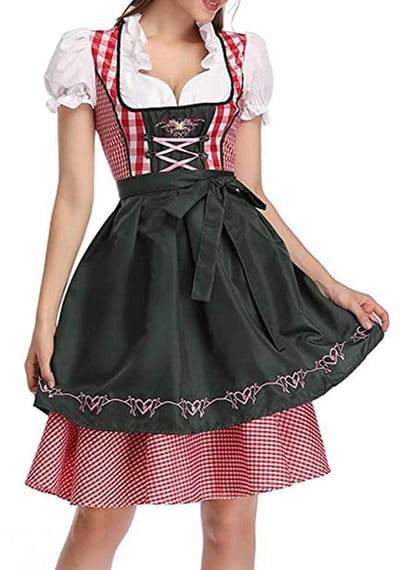 Dailygoods- Dirndl Jurk - Oktoberfest Kostuum - Jurk met Schort - Multifunctioneel - Maten S-2XL - Hoogwaardige Polyester