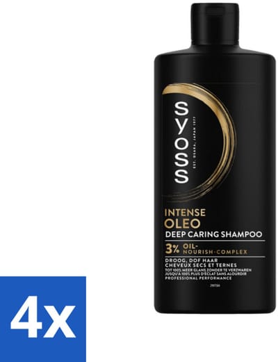 4 x SYOSS - Oleo - Shampoo - Langdurige Styling - 440ml - Haarverzorging - Droog Haar - Beschadigd Haar - Voedende Shampoo - Glans Shampoo