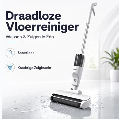 Draadloze Elektrische Dweil / Vloerreiniger / Rolborstel Reiniger – USB oplaadbaar – Voor tegels, laminaat, hout & vinyl – Schoonmaken zonder gedoe – Incl. USB-kabel & handleiding