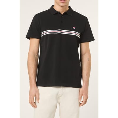 FILA Diecimo Regular Heritage Tape Polo Shirt Black Taglia: S | Polo Outlet | Uomo | Nero