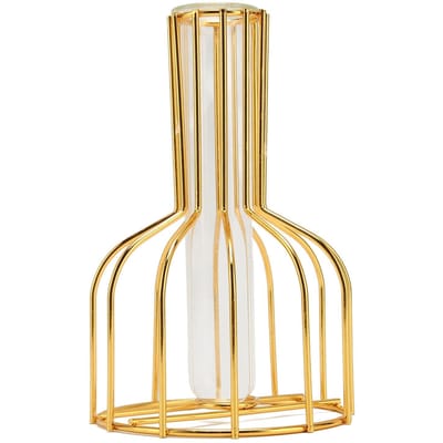 Metalen Bloemenvaas Hol Modern Elegant Goudkleurig Apart Ontwerp Helder Glas Bloemenvaas Ornament voor beige