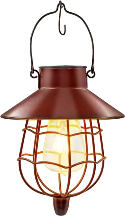 Solar Tuinverlichting - Solar Lantaarn – Waterdichte Buitenlamp – Metalen Hanglamp met Warm Wit Licht – Zonne-energie Tuinlamp voor Patio - Terras en Tuindecoratie - 1 stuks