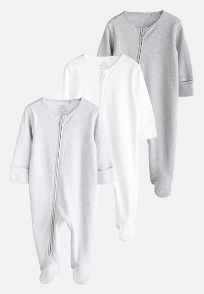 Next - Pasgeboren unisex - Set van 3 babypyjama's van 100% katoen - Grijs