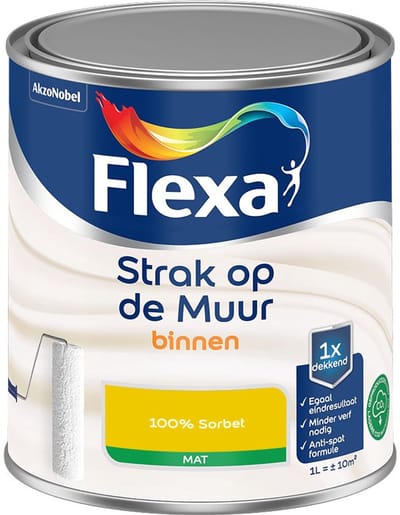 Flexa - Strak Op De Muur Binnen Mat - 100% Sorbet - Mengverf - 1 L