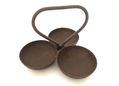 Gerecycled metalen Kaarsen/amberblokjes kandelaar | 3-cup candleholder | ø16x13 | grijs