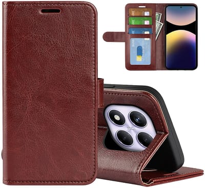 MobyDefend Hoesje - Geschikt voor Xiaomi Redmi Note 14 Pro 4G - Wallet Book Case (Sluiting Achterkant) - Bruin