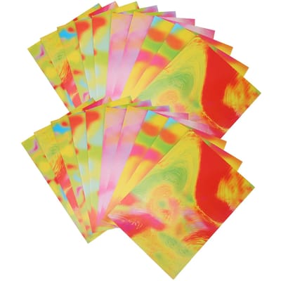 20 Pièces Papier à Gratter Motif Mignon Écologique Ensemble d'Art Papier à Gratter avec 2 Stylets en Bambou pour Enfants red