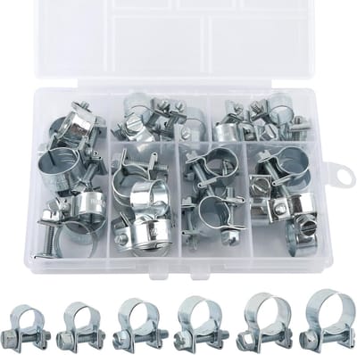 30 stuks mini-slangklemmen, verstelbare brandstofinjectie, gewrichtboutklem, kleine slangklemmen, sterke buisklemmen voor mini-brandstofleiding, uitlaatpijp, benzinebuis (7-15 mm)