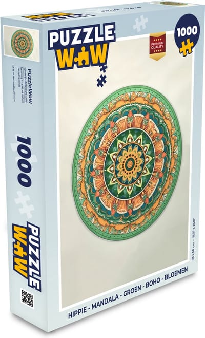 Puzzel Hippie - Mandala - Groen - Boho - Bloemen - Legpuzzel - Puzzel 1000 stukjes volwassenen