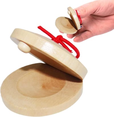 Houten Castagnetten - Muzikaal Instrument - Muziek Leren - Kindvriendelijk Ontwerp - 55 cm - Bruin