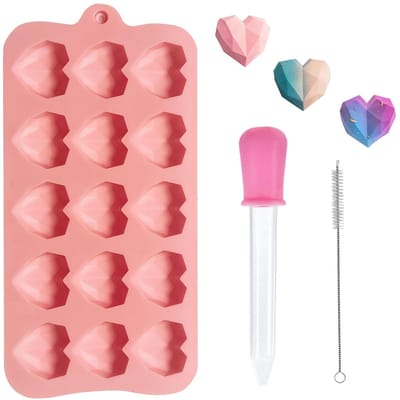 Dailygoods- Chocoladevormen hartvormig - Siliconen mallen voor cake - Herbruikbare chocoladevorm - 15 mini-hartvormen - Voedselveilig materiaal - Flexibel en duurzaam - Siliconen Mal