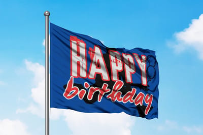 Happy Birthday Rock Metal Flag- Verjaardag Vlag - 150x100cm Versiering