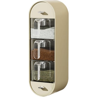 Wandgemonteerde Kruidenbox Plastic Ponsvrij Gemakkelijk Schoon te Maken Wand Kruidenbox Set voor Keuken beige