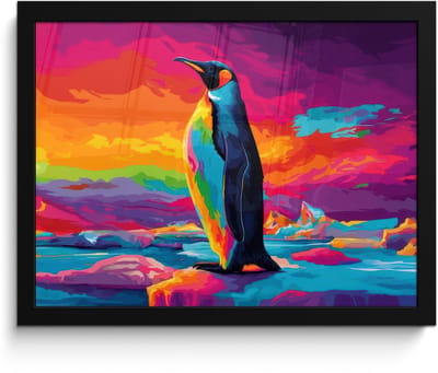 Poster in lijst - Fotolijst 40x30 cm - Posters - Ijsschots - Pinguïn - Abstract - Lucht - Posterlijst zwart - Decoratie - Wanddecoratie woonkamer - Muurdecoratie slaapkamer