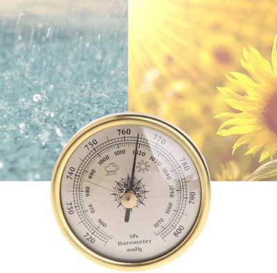 Weerstation Barometer - Luchtdrukmeter Hygrometer - Binnen Buiten Gebruik - Draadloos Eenvoudige Installatie - 7x2.8cm - Goud