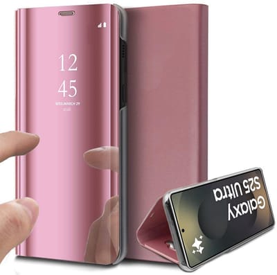Hoesje geschikt voor Samsung Galaxy S25 Ultra - Spiegel Book Case Rosegoud