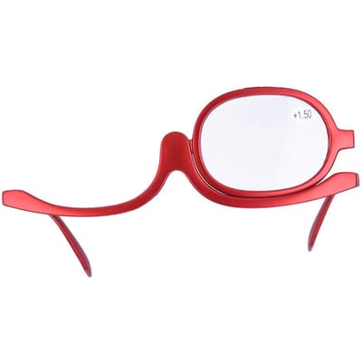 Vergroot Oogmake-up Bril Enkele Lens Draaibare Bril Vrouwen Make-up Essentieel Gereedschap 150 rood