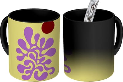 Magische Mok - Foto op Warmte Mokken - Koffiemok - Koraal - Cirkel - Abstract - Geel - Magic Mok - Beker - 350 ML - Theemok