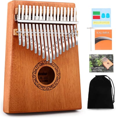 Duimpiano - Vingerpiano Mbira - Muziek Maken - 17 Geleerde Toetsen - 300 gram - Bruin
