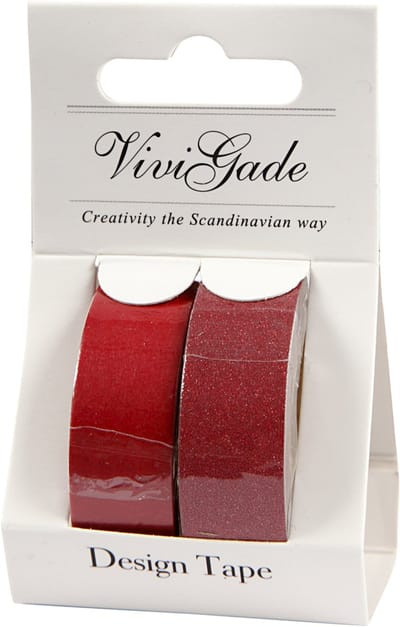 Masking tape, B: 15 mm, rood, 2 rol/ 1 doos