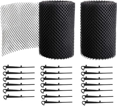 Bladbescherming voor regenpijpen, effectieve gootbescherming met bevestigingshaken, zwart (breedte 18 cm)
