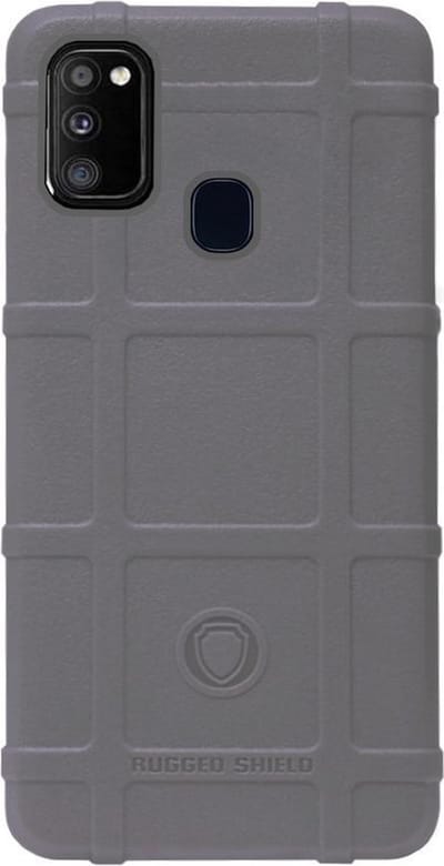 RUGGED SHIELD Rubber Bumper Case Hoesje Geschikt voor Samsung Galaxy M30s/ M21 - Grijs