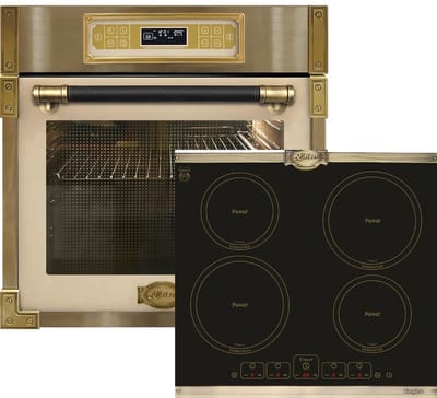 Kaiser - inbouwoven - EH 6726 ElfAD - KCT 6195 IEm - inductiekookplaat - 60cm - retro - inbouwoven - 80L - ivoorkleurig - glas - met enkele telescopische loper