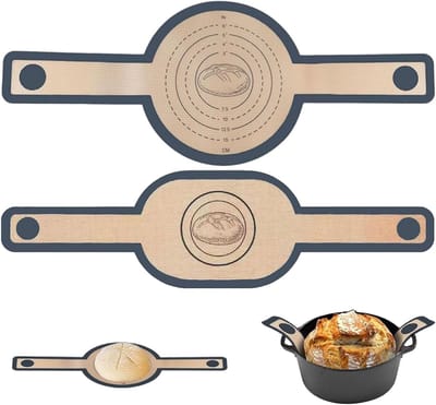 Siliconen Broodslinger - Bakmat Dutch Oven - Zuurdesem Bakken - Extra Lange Handgrepen - 57 x 21 cm - Grijs