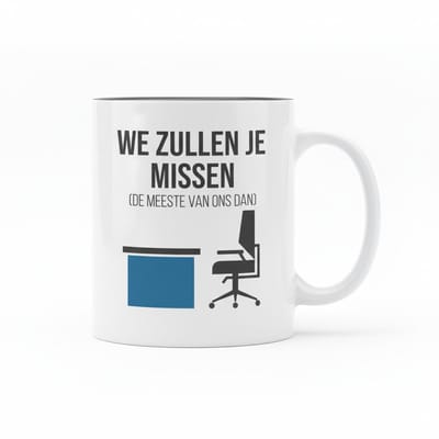 Grappige Afscheid Koffiemok 330ml – “We Zullen Je Missen (De Meeste van Ons Dan)” – Perfect Afscheidscadeau voor Collega’s